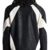 Men’s Faux Leather Maze Paneled Black Track Jacket Back