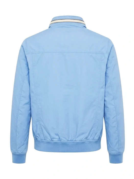 Men's Light Blue Cotton Zipper Jacket Back