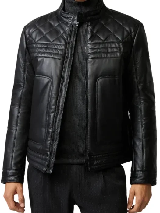 Men’s Mandarin Collar Black Puffer Jacket