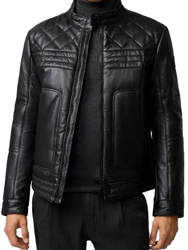 Men’s Mandarin Collar Black Puffer Jacket
