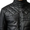 Men’s Mandarin Collar Leather Puffer Jacket