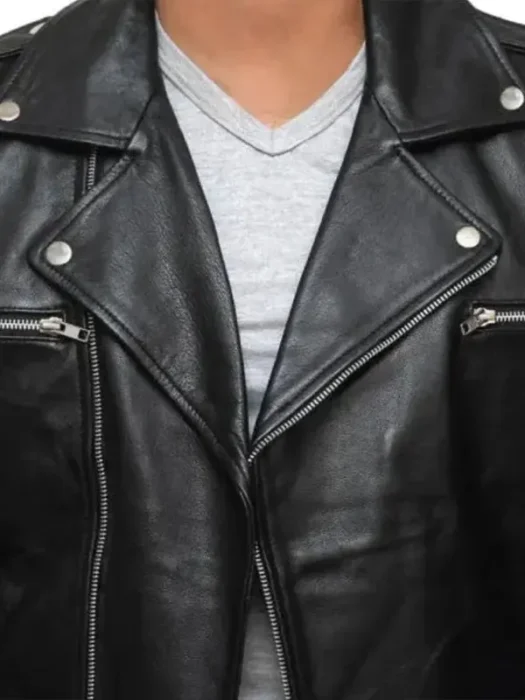 Men’s Negan Black Belted Moto Leather Jacket