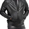 Mens Padded Black Cafe Racer Leather Jacket