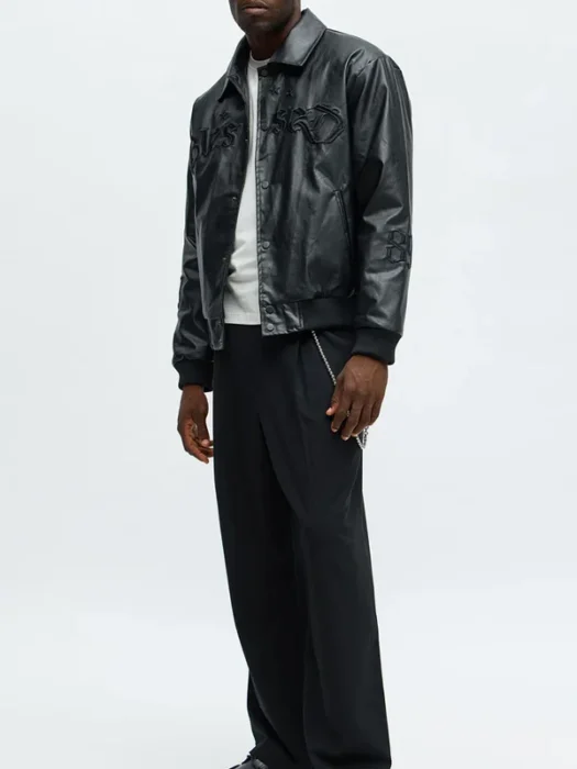 Mens Relaxed Blessed Embroidered Black Coach Jacket