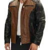 Men’s Roadster Two Tone Black and Brown Leather Jacket