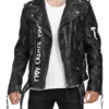 Men’s Rugged Matte Biker Black Leather Jacket
