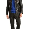 Mens Signature Black Leather Cafe Racer Motorcycle Jacket