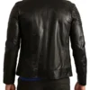 Mens Signature Black Leather Cafe Racer Motorcycle Jacket Back