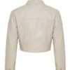 Mina Cropped Faux Leather Moto Jacket - Light Grey Back