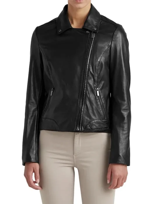 Moto Ladies Black Leather Jacket