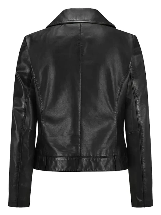 Moto Ladies Black Leather Jacket Back