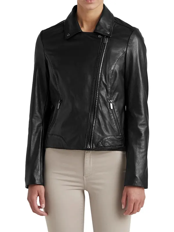 Moto Ladies Black Leather Jacket