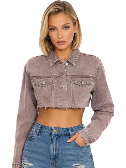 My Better Half Raw Hem Cropped Denim Jacket