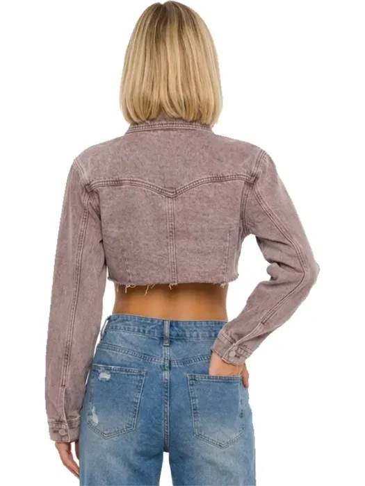 My Better Half Raw Hem Cropped Denim Jacket Back