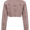 My Better Half Raw Hem Cropped Denim Jacket Brown Back