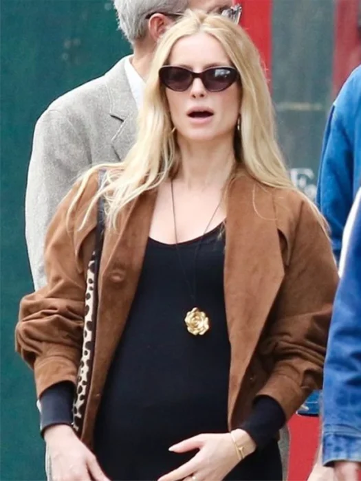 NYC 2026 Annabelle Wallis Brown Suede Jacket