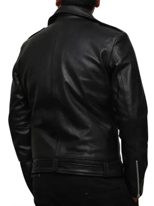 Negan Men’s Black Belted Asymmetrical Moto Leather Jacket