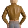 New Rules Cropped Faux Leather Cargo Jacket Back