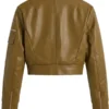 New Rules Cropped Faux Leather Cargo Jacket - Olive Back