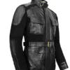 Nick Belted Mens Black Jacket With Double Layered Closure