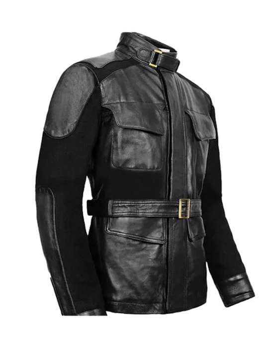 Nick Belted Mens Black Jacket With Double Layered Closure
