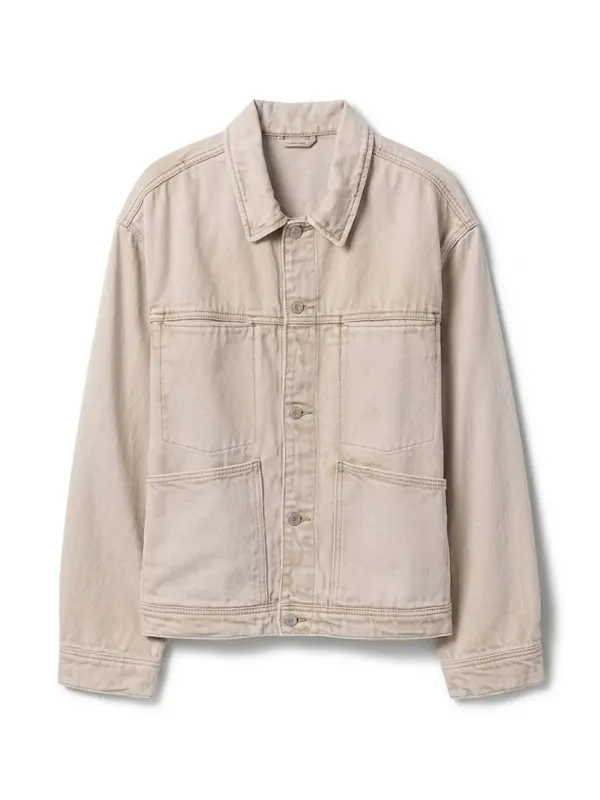 Off Campus 2026 Miles Gutierrez-Riley Beige Trucker Jacket