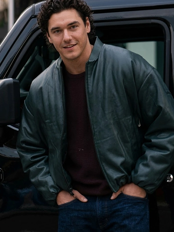 Off Campus Garrett Graham Charcoal Olive Leather Jacket