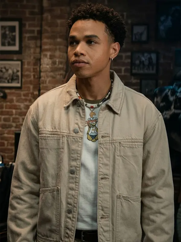 Off Campus Miles Gutierrez-Riley Beige Trucker Jacket