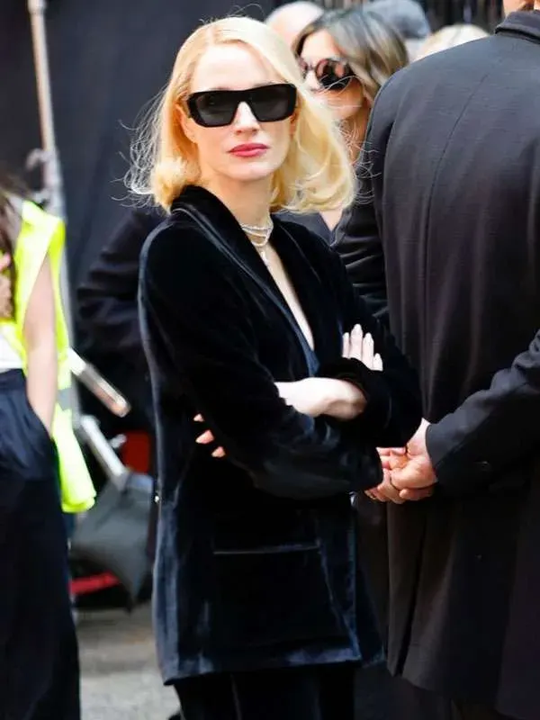 Off Weeks Jessica Chastain Velvet Blazer