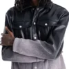 Ombre Faux Leather Trucker Black Jacket