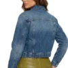 Out Of Time Denim Bomber Jacket - Dark Wash Back