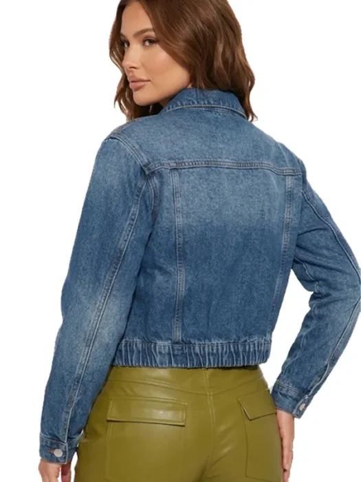 Out Of Time Denim Bomber Jacket - Dark Wash Back