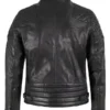 Padded Black Cafe Racer Leather Jacket Back