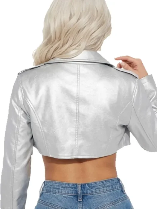 Pop It Crop It Faux Leather Jacket Back