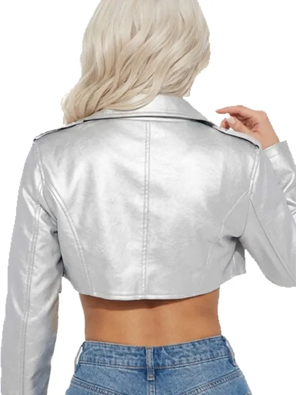 Pop It Crop It Faux Leather Jacket Back