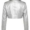 Pop It Crop It Faux Leather Jacket Silver Back