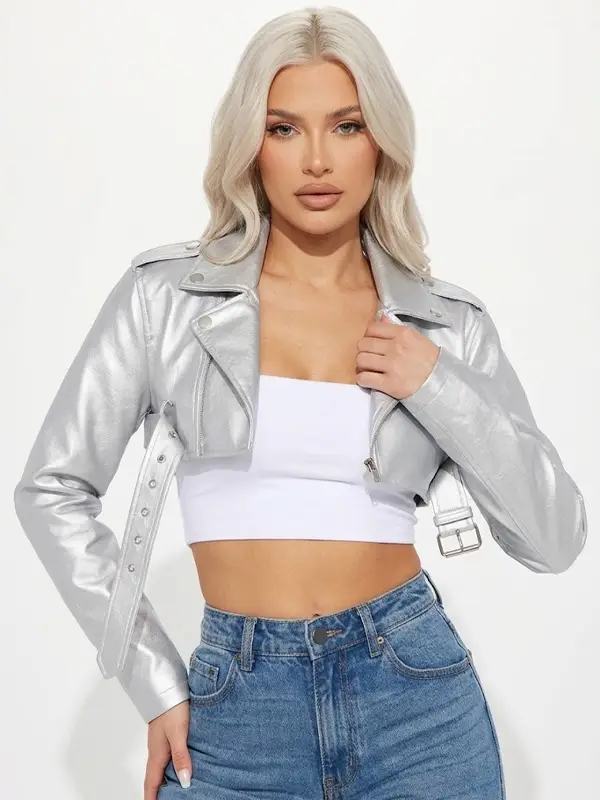 Pop It Crop It Faux Leather Jacket