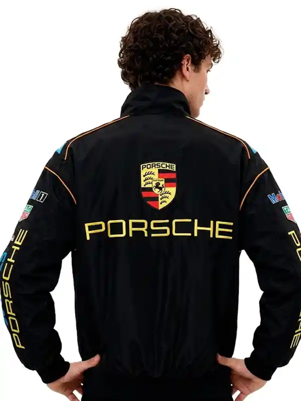 Porsche Vintage Black Racing Jacket Back