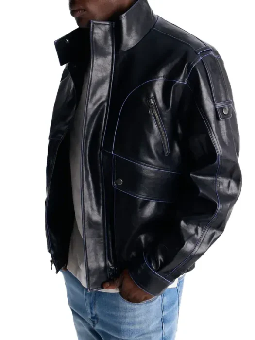 Pressure Reactive Faux Leather Moto Jacket