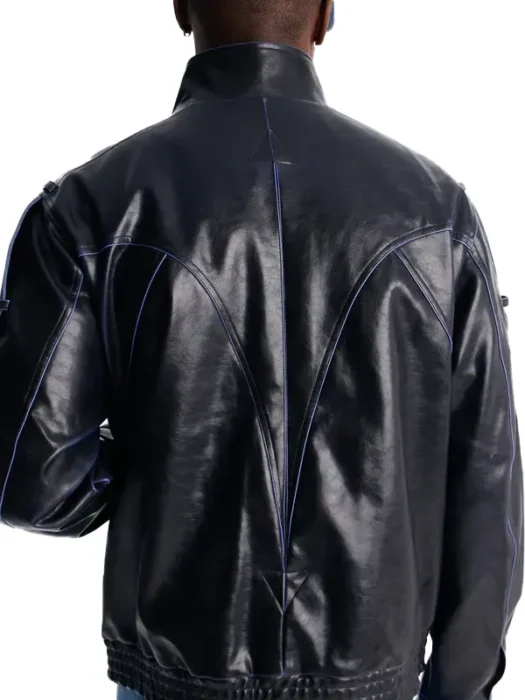 Pressure Reactive Faux Leather Moto Jacket Back