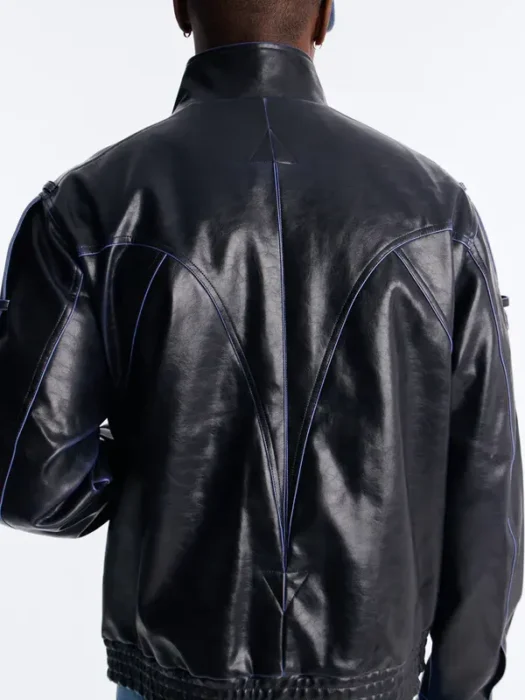 Pressure Reactive Faux Leather Moto Jacket Back