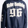 Relaxed '96 Faux Pebble Leather Varsity Jacket Back