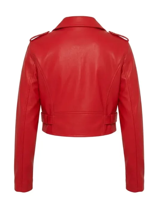 Remind Me Later Faux Leather Jacket - Red Back