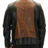 Roadster Two Tone Men’s Black and Brown Leather Jacket Back