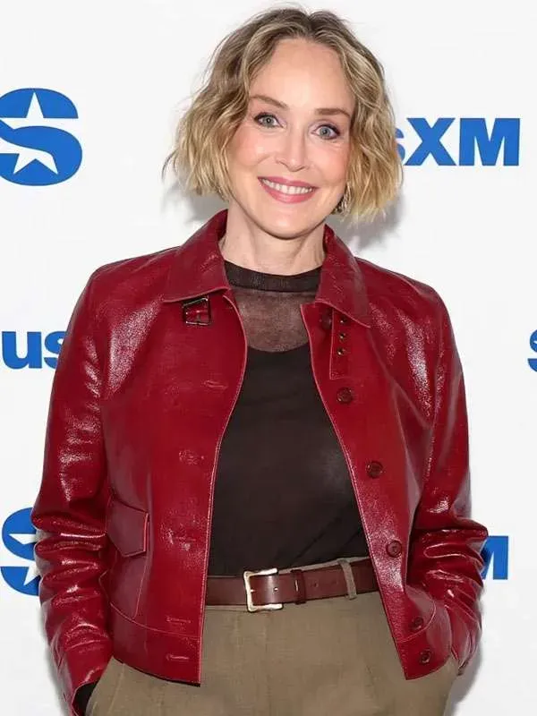 Sharon Stone Leather Jacket Red