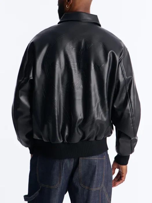 Shelby Racing Embossed Faux Leather Jacket Back