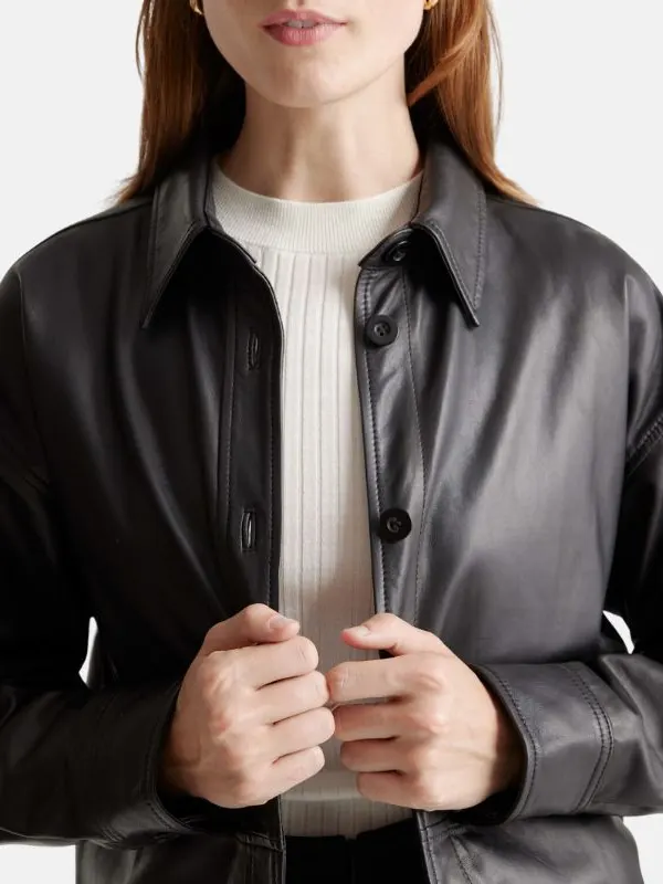 Shirt Black Leather Womens Jacket