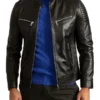 Signature Cafe Racer Black Leather Jacket