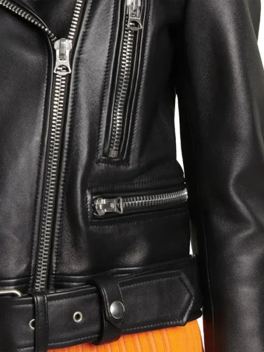 Slim Fit Belted Black Jacket