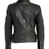 Slim Fit Biker Distressed Black Leather Jacket Back